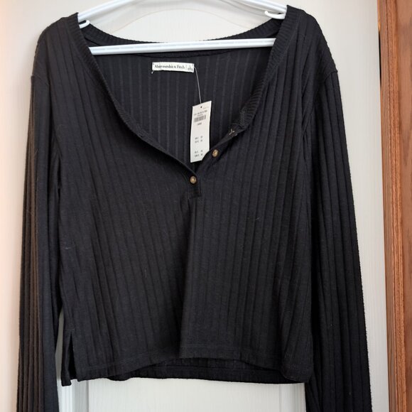 Abercrombie black long sleeve Henley - Picture 1 of 5